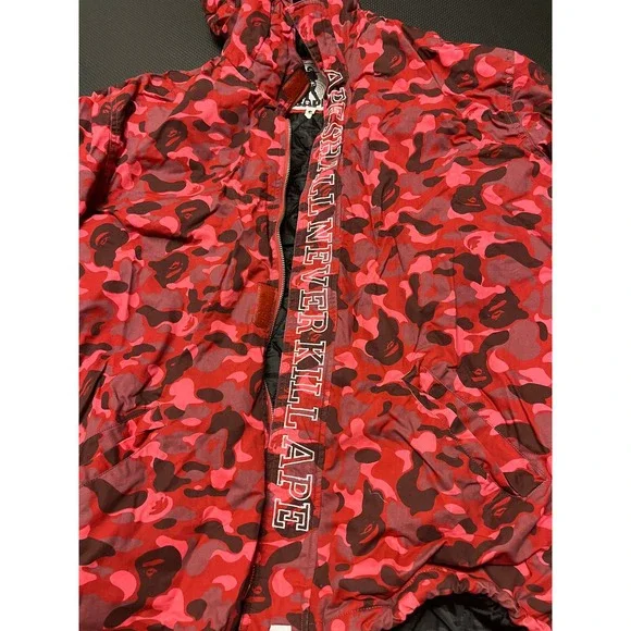 Vintage 2000s BOOT A Bathing Ape Bape Snowboarding Jacket Army Camo 2XL VTG Red - Picture 2 of 10